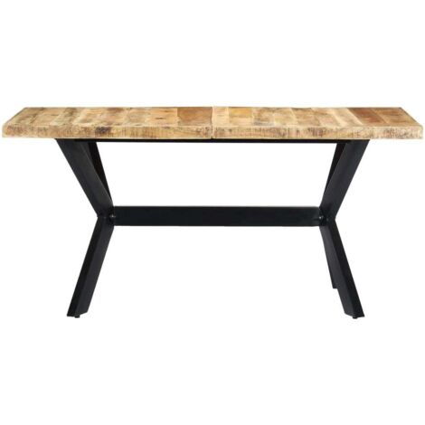 Table de salle à manger，Table à manger 160x80x75 cm Bois de manguier massif brut CFW89060