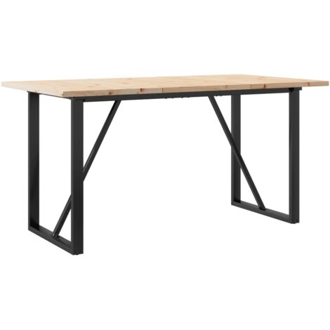 Table de salle à manger，Table à manger cadre en O 140x80x75,5 cm bois pin massif fonte CFW68038