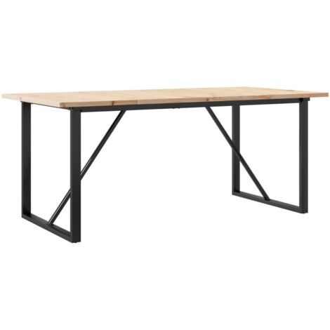 Table de salle à manger，Table à manger cadre en O 180x90x75,5 cm bois pin massif fonte CFW42286