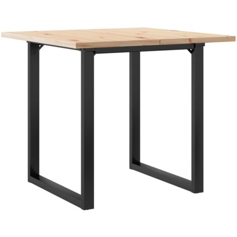 Table de salle à manger，Table à manger cadre en O 80x80x75,5cm bois de pin massif fonte CFW74667