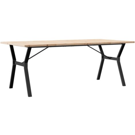 Table de salle à manger，Table à manger cadre en Y 200x100x75,5 cm bois pin massif fonte CFW56569