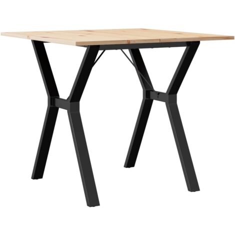 Table de salle à manger，Table à manger cadre en Y 80x80x75 cm bois de pin massif fonte CFW34615