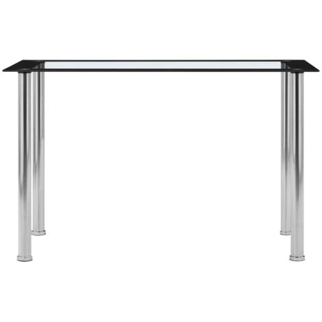 Table de salle à manger，Table à manger，Table à dîner Noir et transparent 120x60x75 cm Verre trempé CFW133971