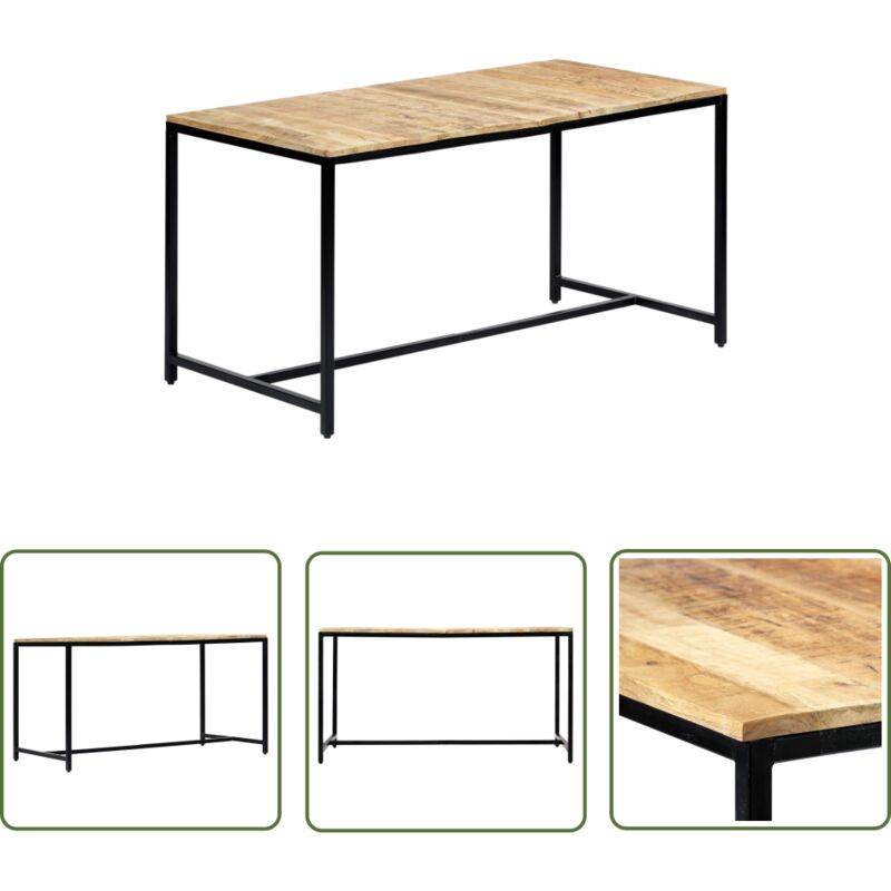 Doc&et² - The Living Store Table à manger 140x70x75 cm Bois de manguier massif brut - Table à Manger - Table En Bois - Table Industrielle - Meubles