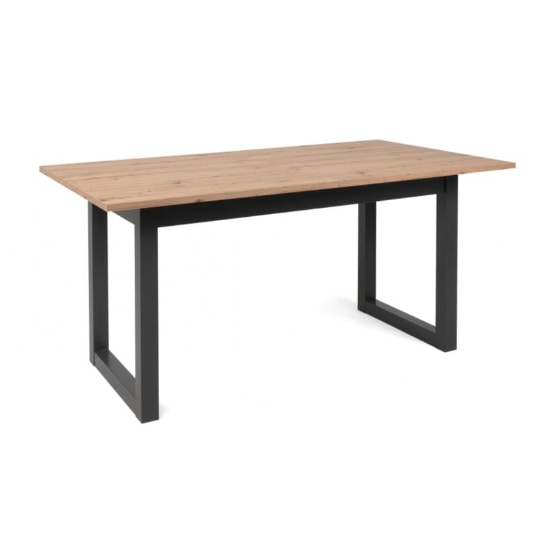 Abitare - Table extensible 160x90 cm chêne artisanal et gris anthracite - Lentini