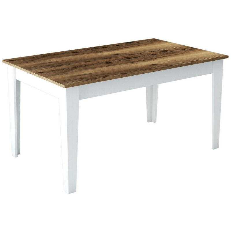 Tavolo Kailua B100, Noce + Bianco, 75x88x145cm, Truciolare laminato Tavolo Kailua B100, Noce + Bianco, 75x88x145cm, Truciolare laminato