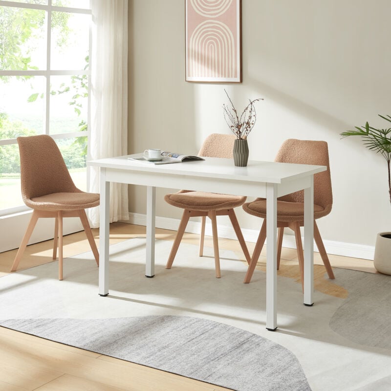 [en.casa] - Table de Salle à Manger Den Haag 120 x 60 x 75 cm Blanc