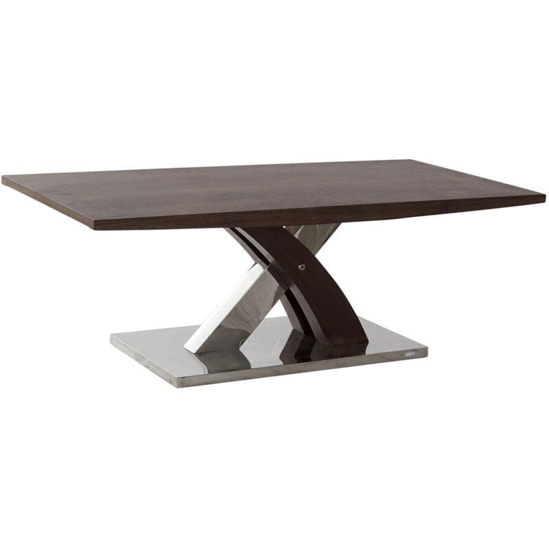 Table Café Bois Acier 120X60X43,5 Marron Foncé