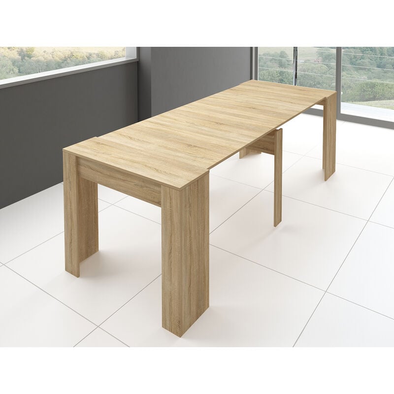 Pegane - Table de salle à manger extensible rectangulaire coloris chêne cambrian - longueur 90-237 x profondeur 90 x Hauteur 76,60 cm