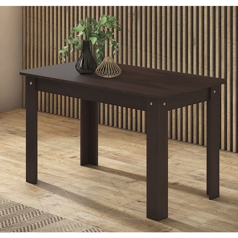 Pegane - Table de salle à manger extensible rectangulaire coloris wengué - longueur 140-184 x profondeur 80 x Hauteur 73,6 cm