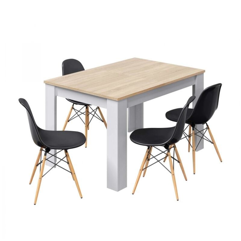 Table de salle à manger à rallonge jimena - Chêne / blanc - Chêne / blanc