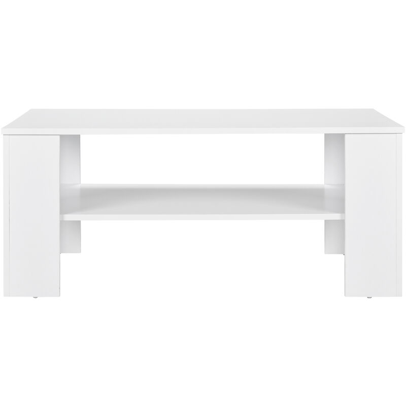 [en.casa] - Table de salon blanc satiné mat 100 x 60cm salle de séjour table d'appoint avec rangement