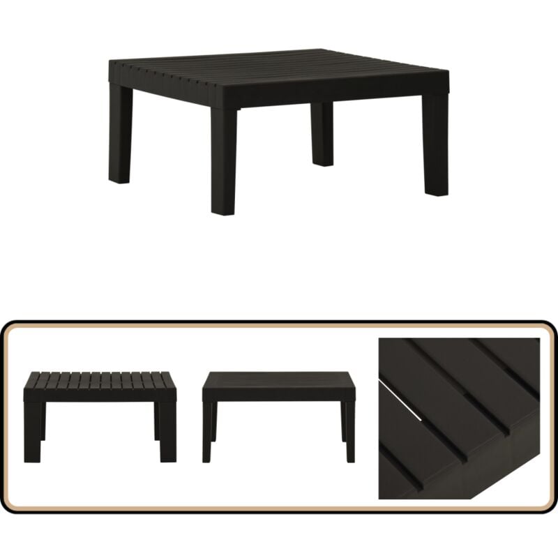 Table de salon de jardin Plastique Gris - Table De Jardin - Table D'extérieur - Mobilier De Jardin - Table Ronde - Table En Plastique