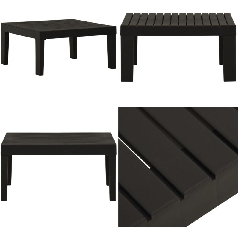 Table de salon de jardin Plastique Gris - Table De Jardin - Table D'extérieur - Mobilier De Jardin - Table Ronde - Table En Plastique - Home & Living