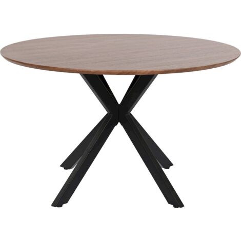 Table de salon design bicolore élégance robuste - Marron chocolat avec accents noirs