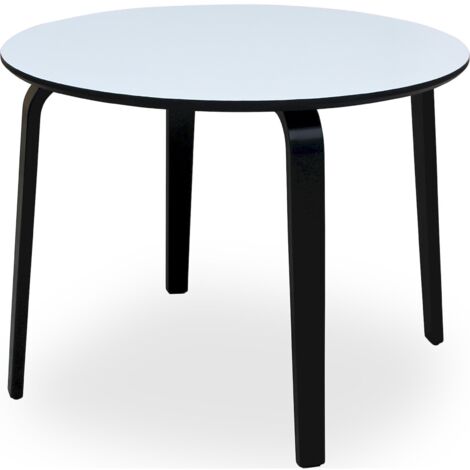 Table de salon élégance en bois blanc - Blanc avec pieds noirs