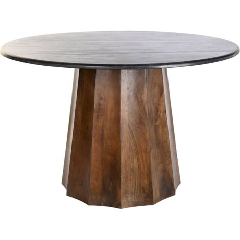 Table de salon élégance marbre et mango moderne - Marron marbré avec touches de noir