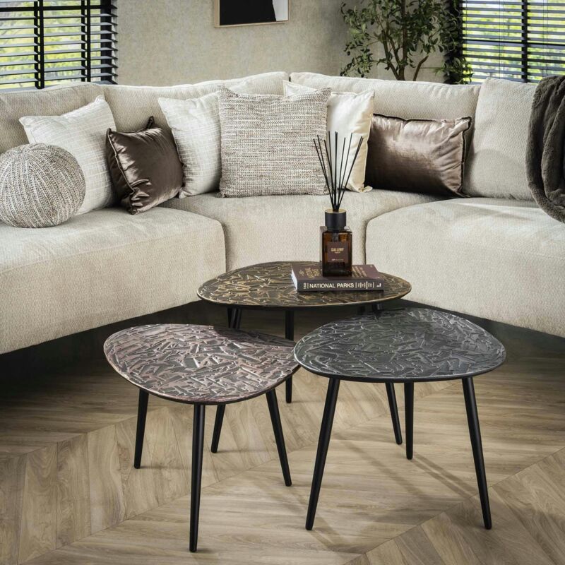 Pier Import - Table de salon finition argent, cuivre et or (lot de 3) ralf