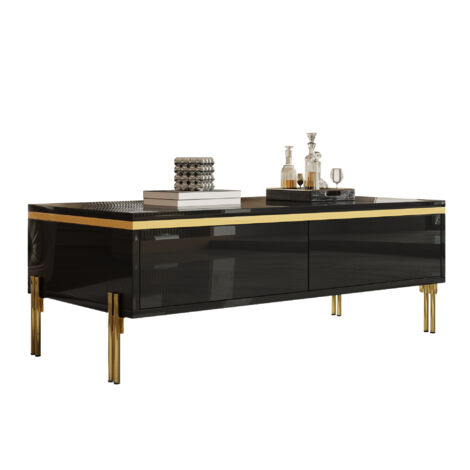 Table de salon moderne en laque brillant. Table d’appoint stylée et polyvalente. Meubles pour le salon. Dimensions : 100 x 50 x 36 cm (longueur x largeur x hauteur).