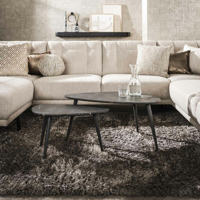 Table de salon organique avec plateau forme poire (lot de 2) ralf