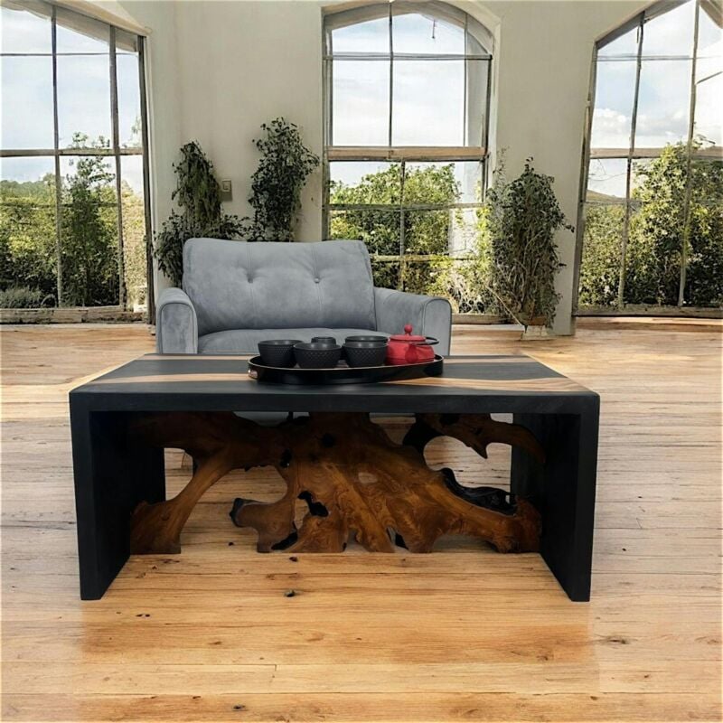 Table de salon racine noire et naturelle arizona