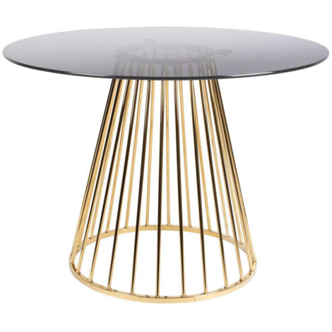 Table de salon, Table design ronde Floris Doré en Verre, BOITE A DESIGN