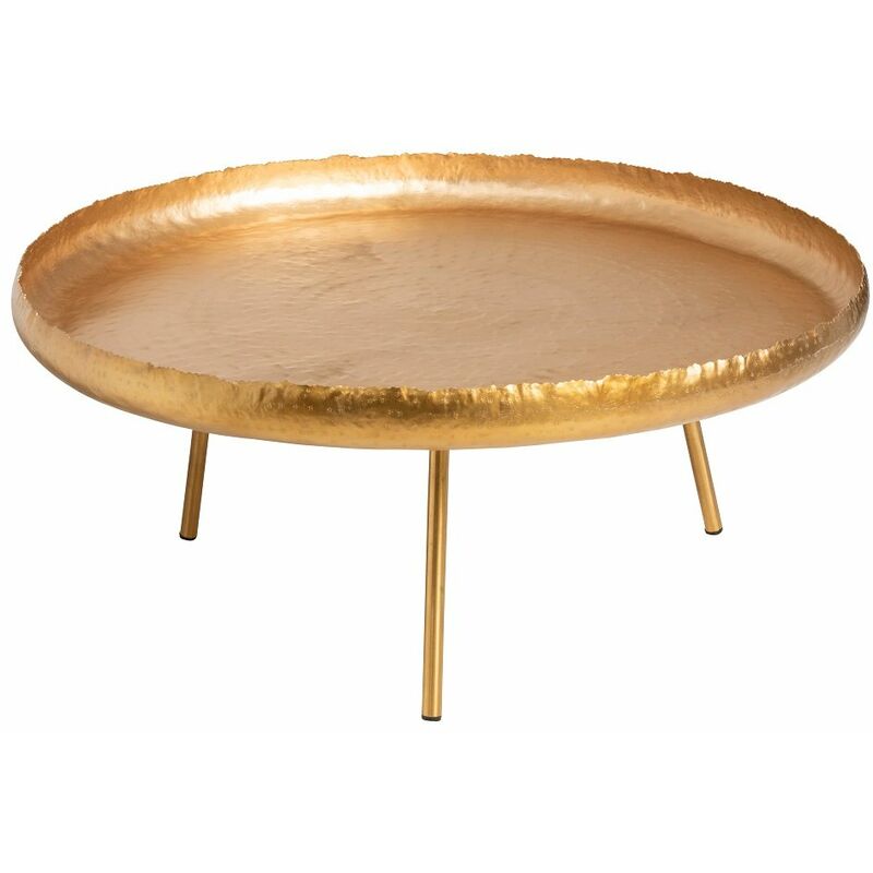 Table de salon TERO ronde métal or - jaune