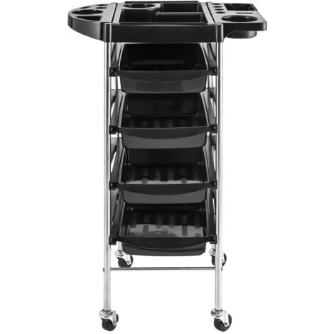 Table De Service Coiffure 4 Roues Mobilier 4 Tiroirs Compartiment Salon Tatouage - Noir