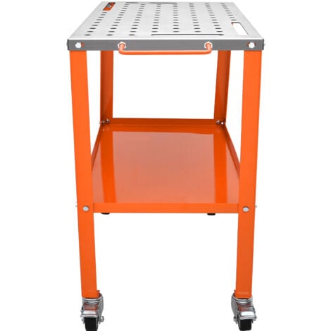 Table de soudage en acier Mophorn 36" x 18", établi portable d'une capacité de 1 200 lb avec roulettes verrouillables, 4 emplacements pour outils, trous de fixation de 5/8", plateau à outils