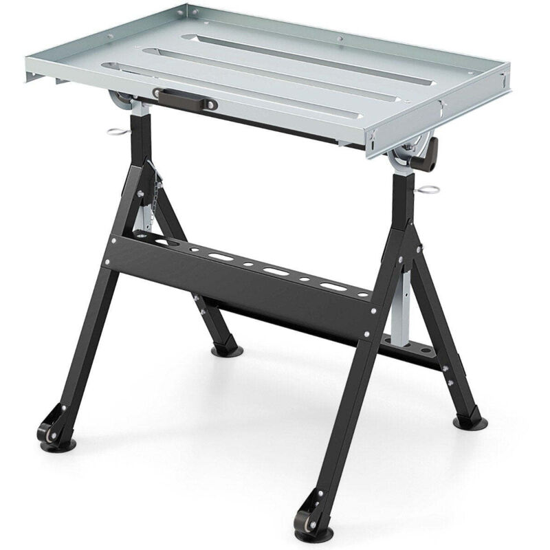 Northix - Table de soudage mobile pliable avec 4 hauteurs reglables et table de travail a details dangle