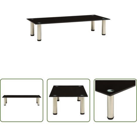 Table de télévision en verre -  Meuble TV Noir 80x35x17 cm Verre trempé