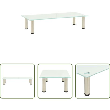 Table de télévision -  Meuble TV Givré 80x35x17 cm Verre trempé