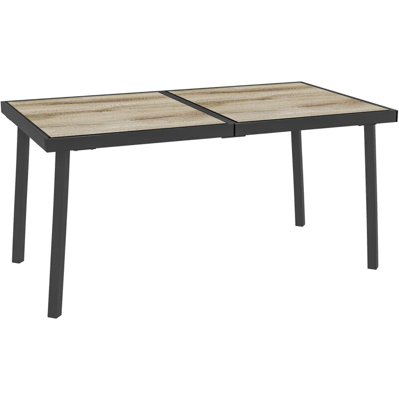 Table de terrasse 145x85cm Table à manger de jardin pour 6 personnes avec un cadre en acier gris