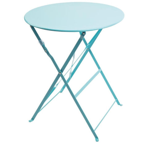 Table de Terrasse Bleu Turquoise en Acier Ronde 600 mm - Bolero