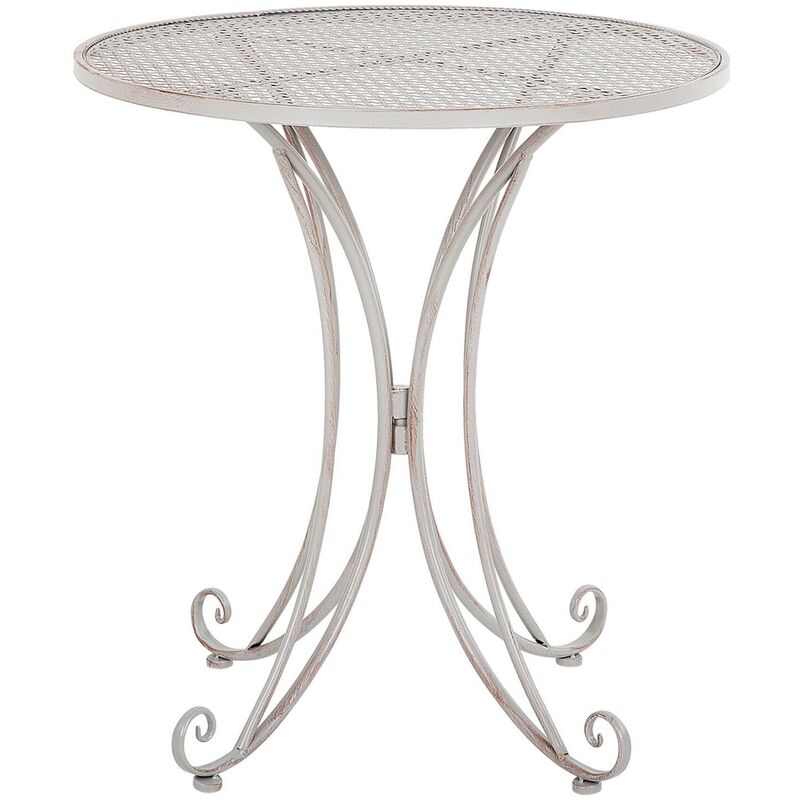 Table de Jardin ou Terrasse Type Bistro Ronde 71 cm en Métal Gris Design Classique et Romantique Beliani - Gris