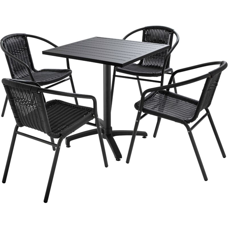 Oviala - Ensemble table de jardin bistrot et 4 chaises en aluminium gris
