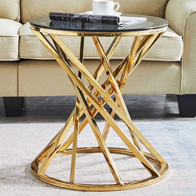 Jymtom - bout de canape Table de Thé avec en Métal à la Forme Spirale au Style Moderne pour Salle d'Entrée et Salle d'Acceuil (Doré)