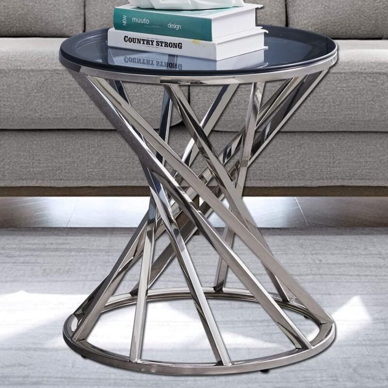 Jymtom - bout de canape Table de Thé avec en Métal à la Forme Spirale au Style Moderne pour Salle d'Entrée et Salle d'Acceuil (argenté)
