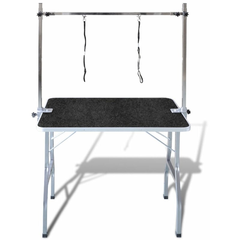 Table de toilettage pour chiens surface antidérapante réglable 2 potences