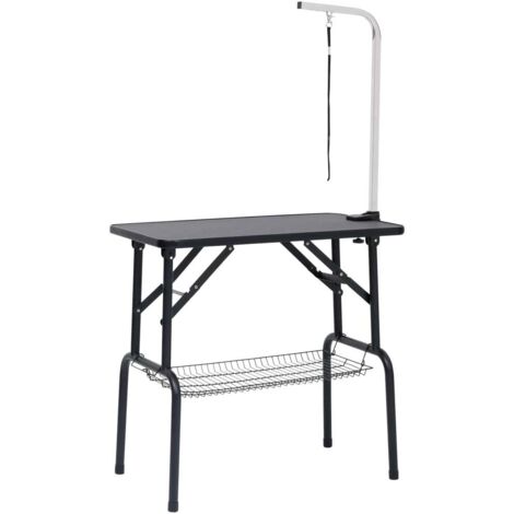 Table de toilettage réglable de chiens avec 1 boucle et panier CFW521868