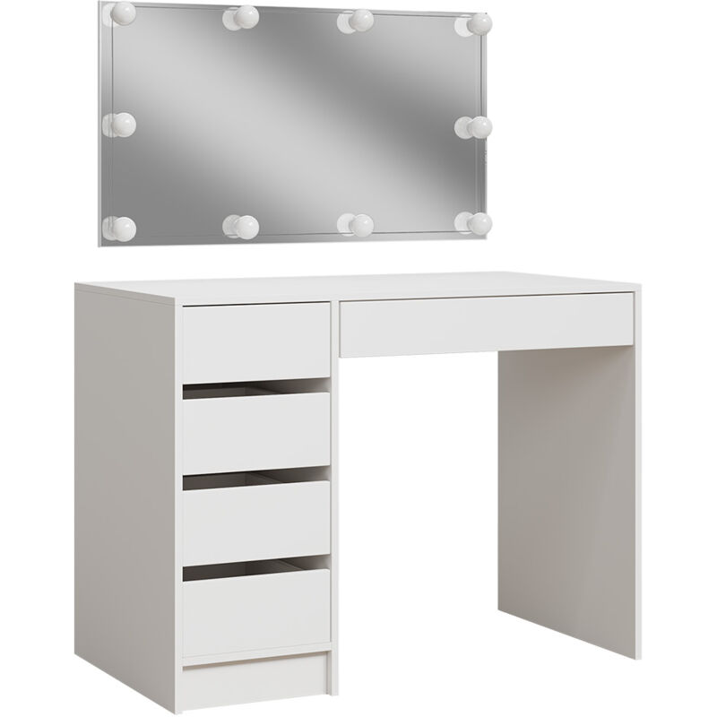 Vicco - Coiffeuse Thalia, Blanc, 100 cm avec éclairage led