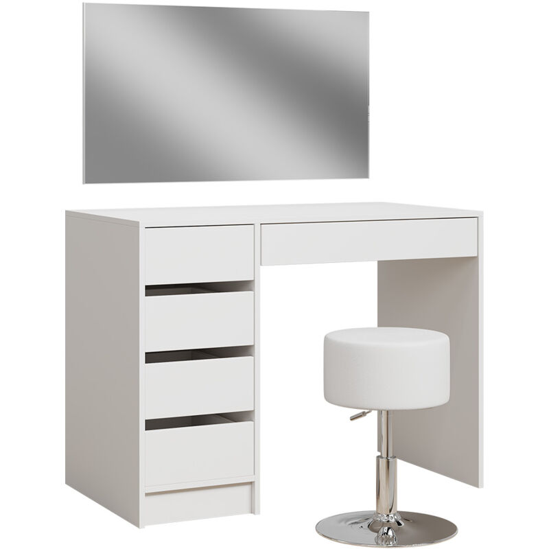Coiffeuse Thalia, Blanc, 100 cm avec tabouret Vicco