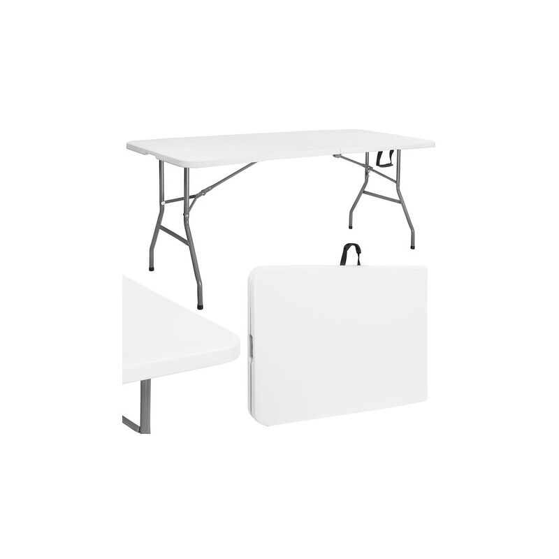 Table de traiteur pliante en valise 180 cm, table de jardin blanche pliante, table touristique.