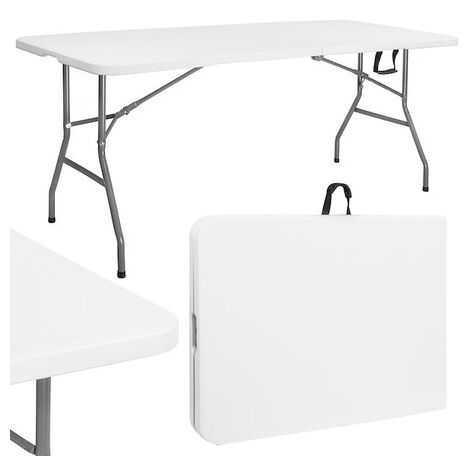 PIEGHEVOLE Table pliante 140 ou 160 cm en métal galvanisé blanc ou  anthracite pour extérieur