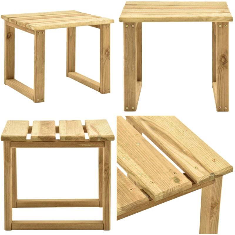 Table de transat 30x30x26 cm Bois de pin imprégné - Table De Jardin - Table Extérieure - Mobilier De Jardin - Table En Bois - Table Ronde - Home &