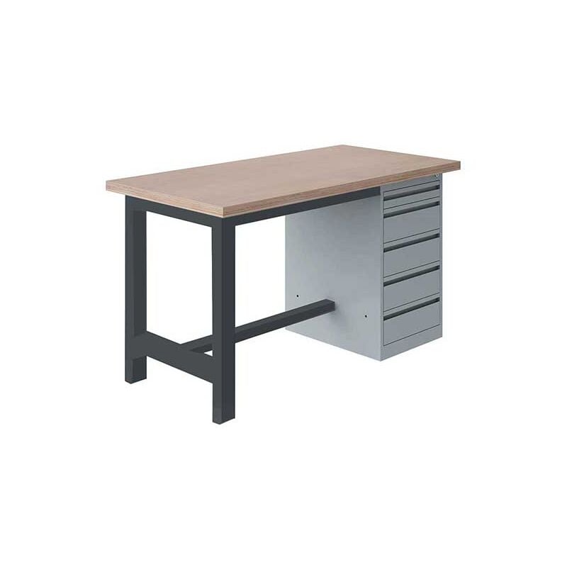 Matisère - tabli pour atelier avec 5 tiroirs - Dim 1500x750x840mm - Bleu industriel RAL5015 - W010010720-BI