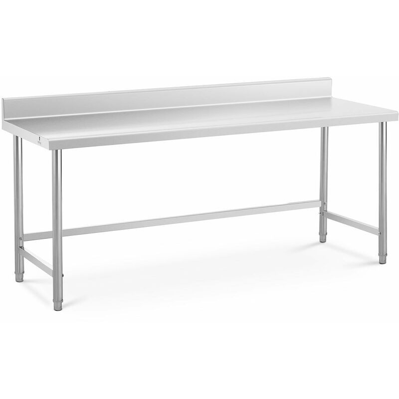 Table de travail acier inoxydable plan de travail en inox plan de travail professionnel table de travail cuisine adossée dosseret 200 x 70 cm 95 kg