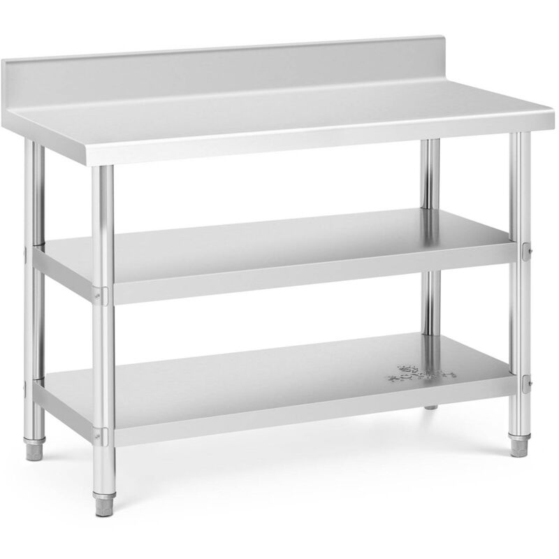 Royal Catering - Table De Travail Adossée Préparation Plan Inox Cuisine 120x60x16,5cm 2 Tablettes - Argent, Blanc, Vert