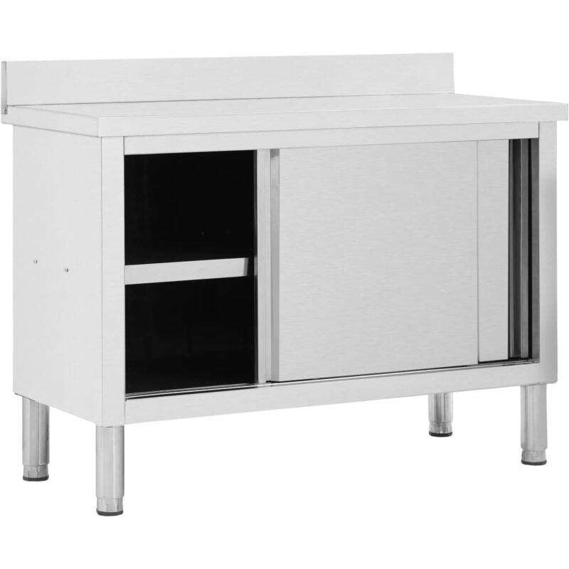 Helloshop26 - Table de travail avec portes coulissantes armoire de stockage de cuisine armoire de rangement restaurant hôtel cantine 120 x 50 x