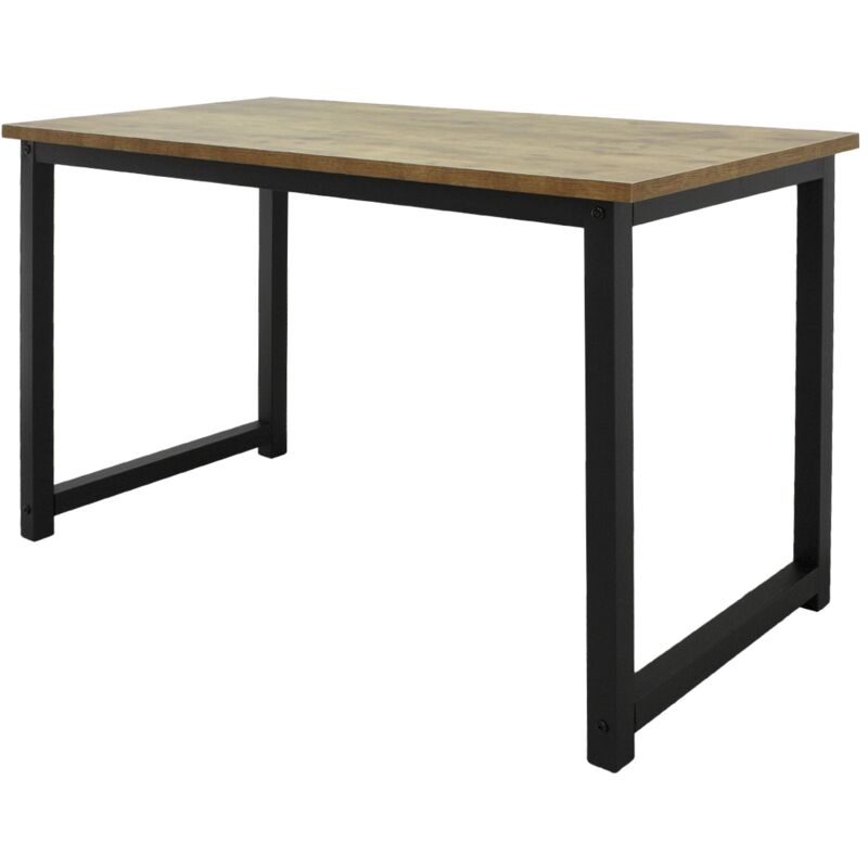 Ml-design - Bureau d'Ordinateur pc, 120 x 60 x 75 cm, Naturel/Noir, Plateau en mdf et Cadre en Métal, Table de Travail Informatique, Bureau d'Étude,